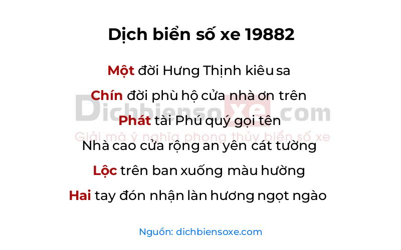 Dịch thơ biển số 19882