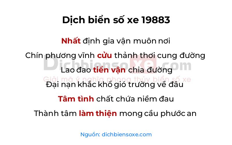 Dịch thơ biển số 19883