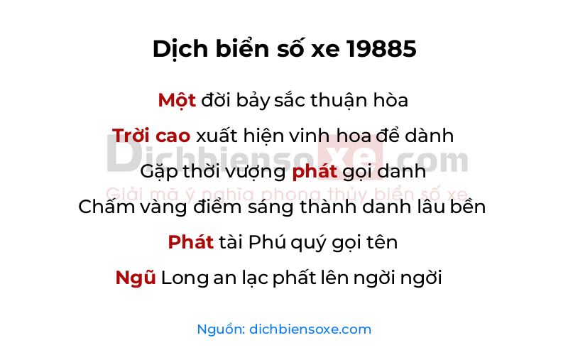 Dịch thơ biển số 19885