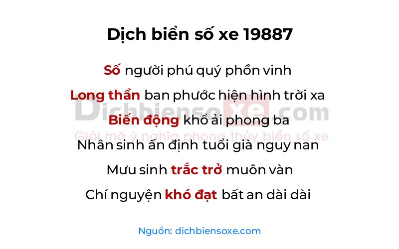 Dịch thơ biển số 19887