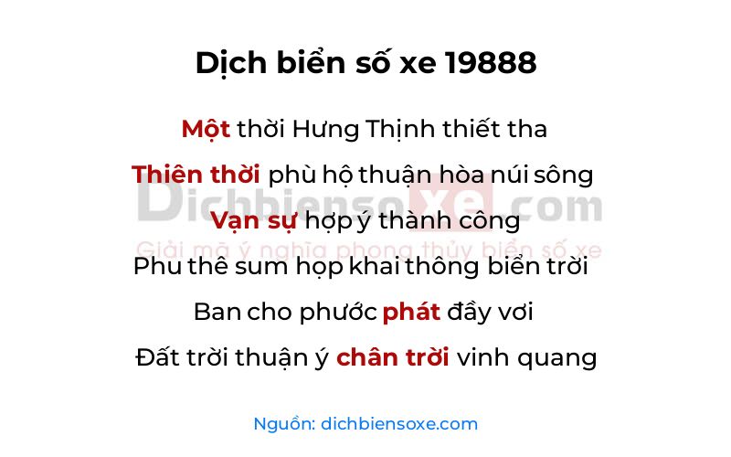 Dịch thơ biển số 19888