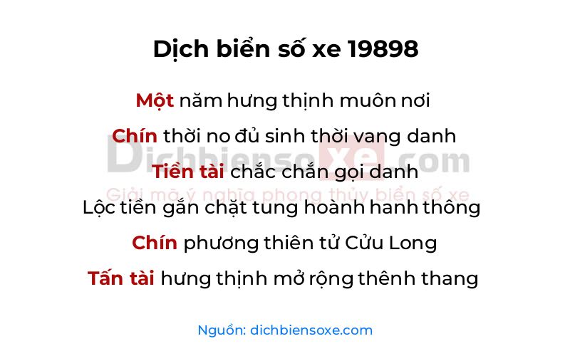 Dịch thơ biển số 19898