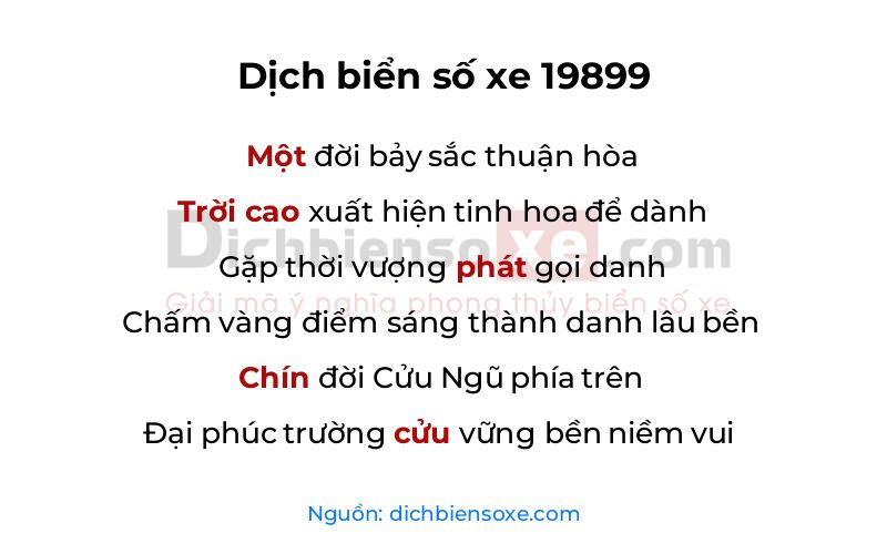 Dịch thơ biển số 19899
