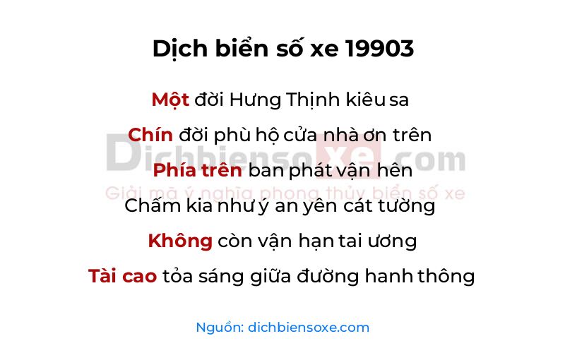 Dịch thơ biển số 19903