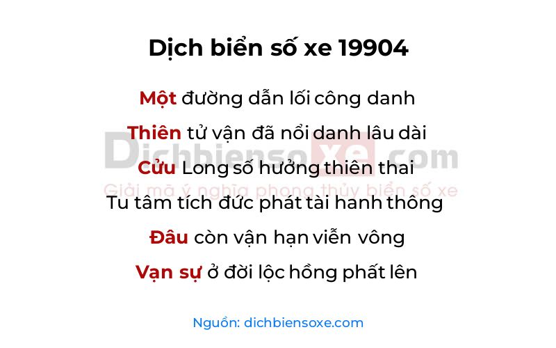 Dịch thơ biển số 19904