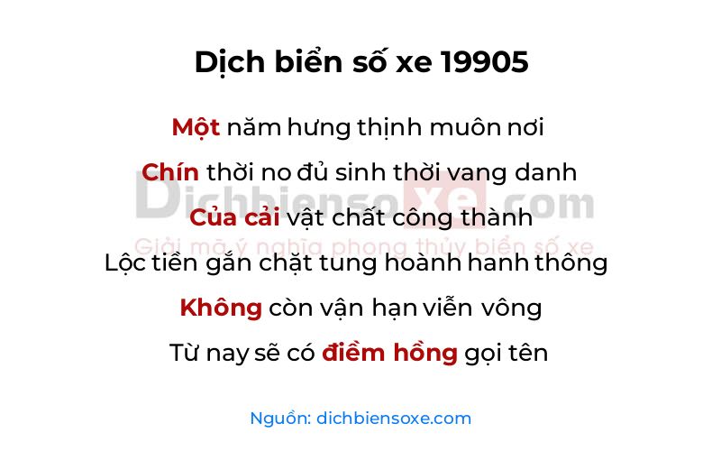 Dịch thơ biển số 19905