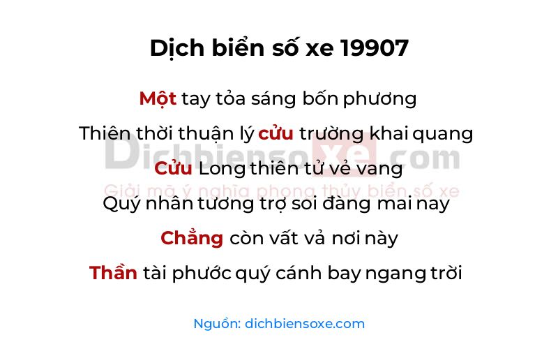 Dịch thơ biển số 19907
