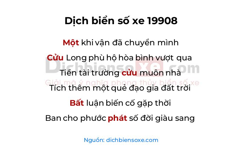Dịch thơ biển số 19908