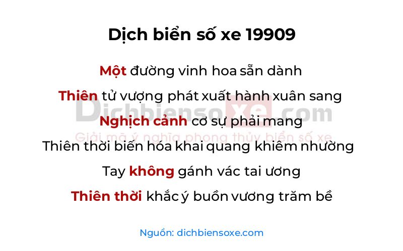 Dịch thơ biển số 19909