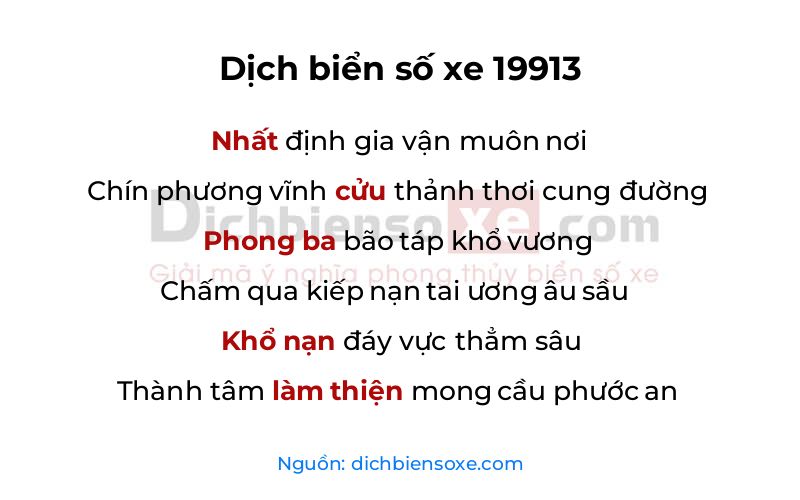 Dịch thơ biển số 19913