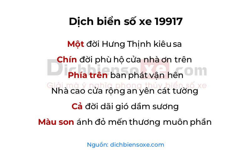 Dịch thơ biển số 19917