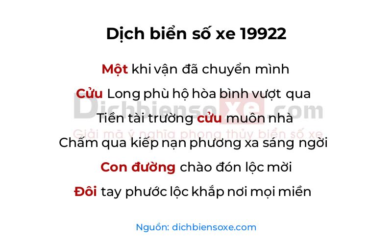 Dịch thơ biển số 19922