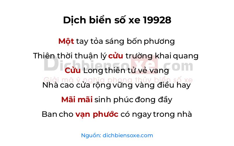 Dịch thơ biển số 19928