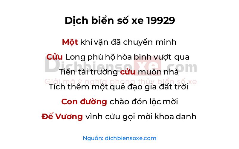 Dịch thơ biển số 19929
