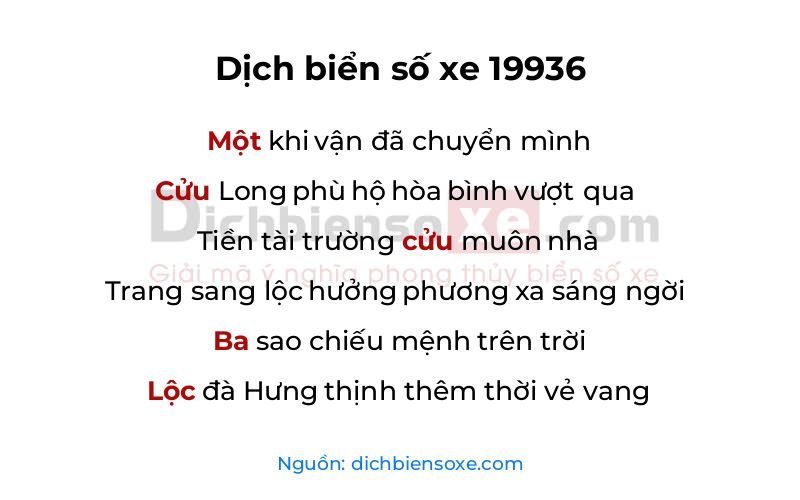 Dịch thơ biển số 19936