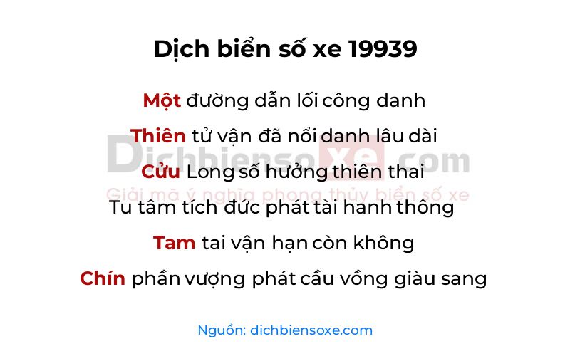Dịch thơ biển số 19939