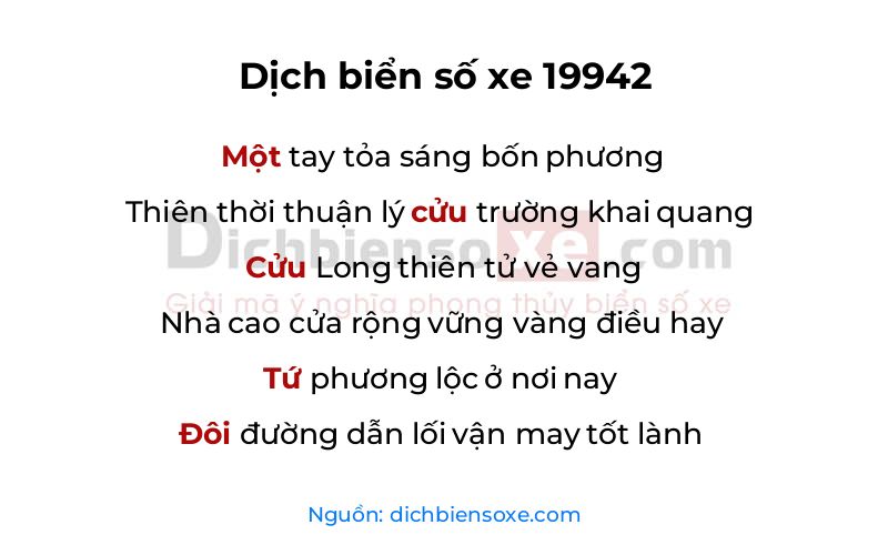 Dịch thơ biển số 19942