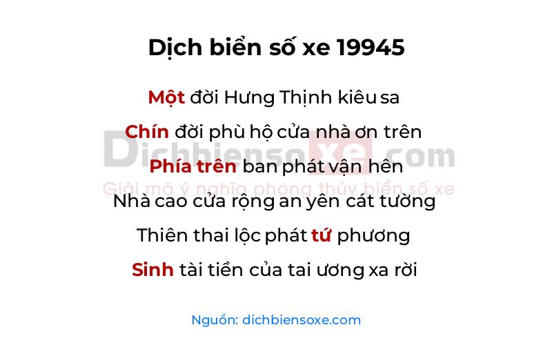 Dịch thơ biển số 19945