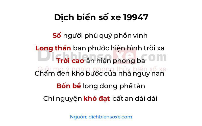 Dịch thơ biển số 19947