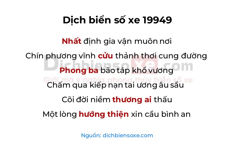 Dịch thơ biển số 19949