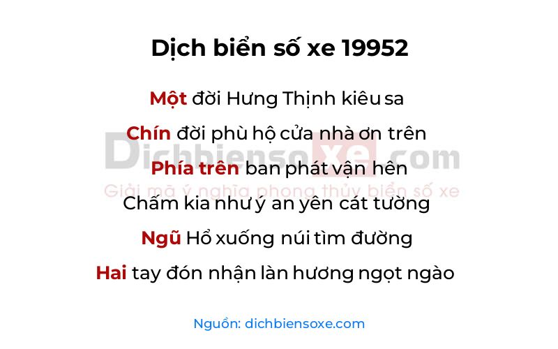 Dịch thơ biển số 19952