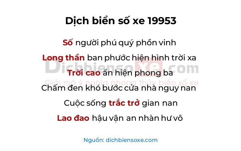 Dịch thơ biển số 19953