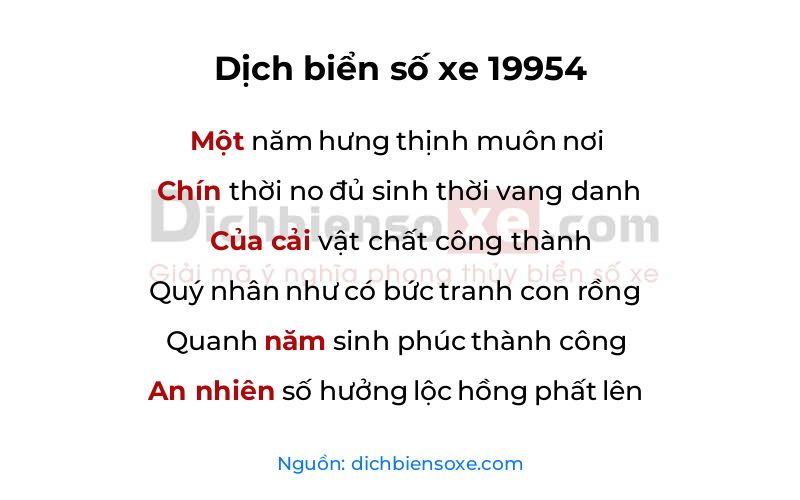 Dịch thơ biển số 19954