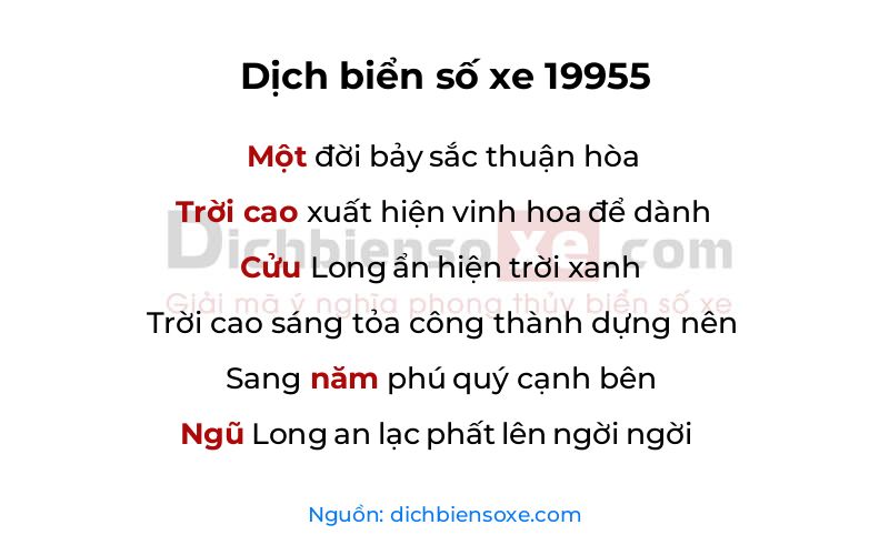 Dịch thơ biển số 19955