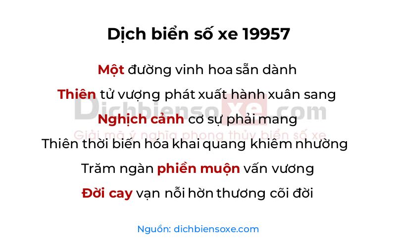 Dịch thơ biển số 19957