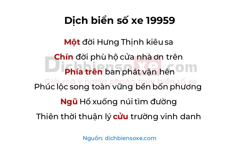 Dịch thơ biển số 19959