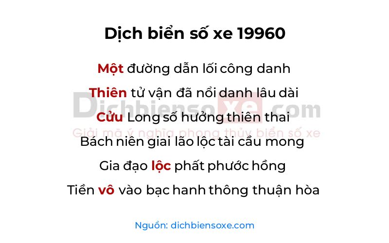 Dịch thơ biển số 19960