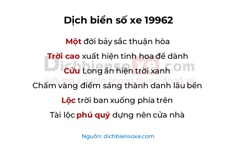 Dịch thơ biển số 19962