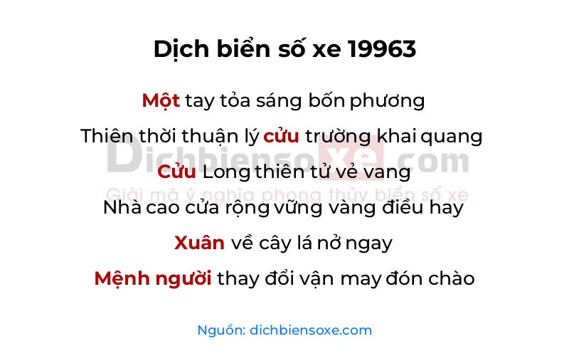 Dịch thơ biển số 19963