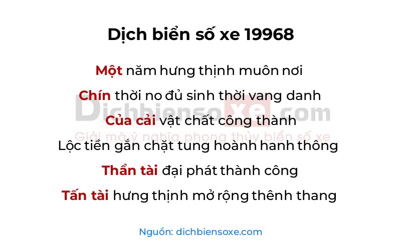 Dịch thơ biển số 19968