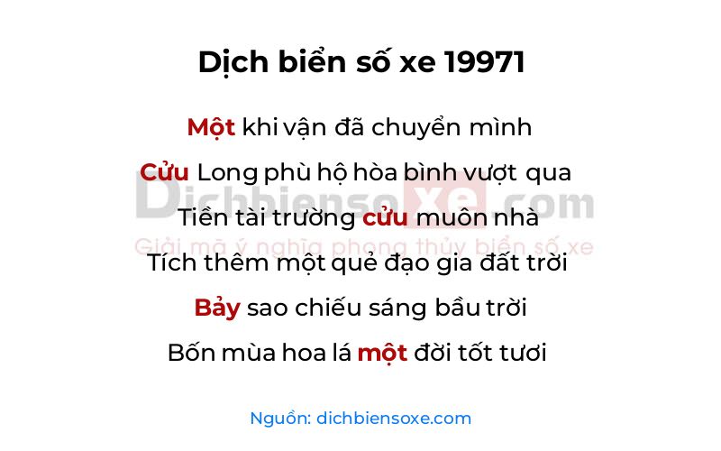 Dịch thơ biển số 19971