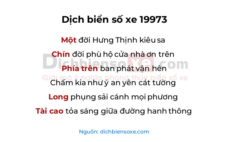 Dịch thơ biển số 19973