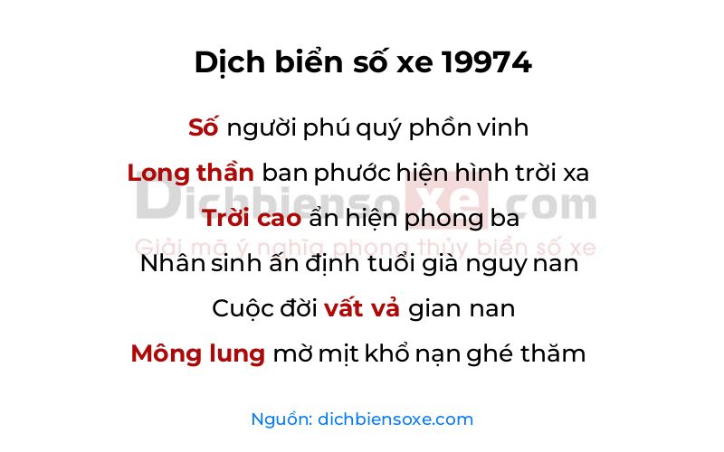 Dịch thơ biển số 19974