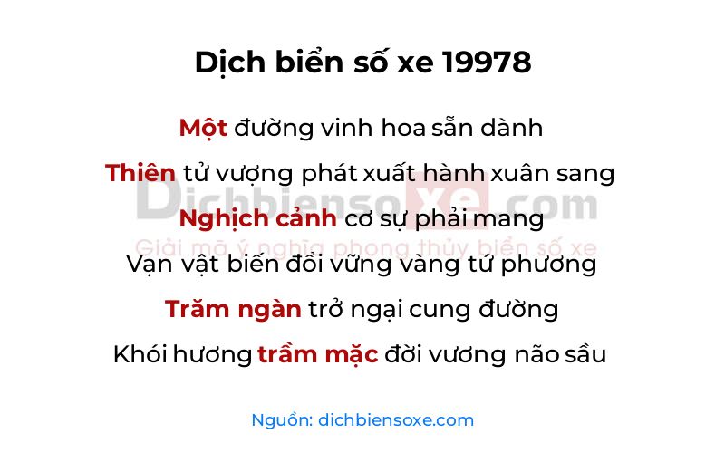 Dịch thơ biển số 19978