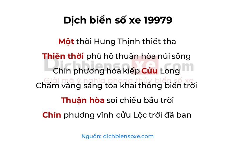 Dịch thơ biển số 19979