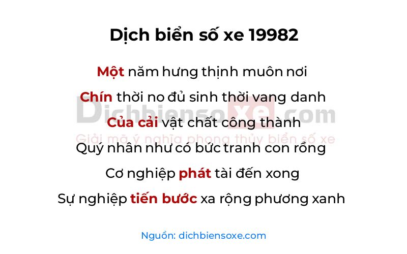 Dịch thơ biển số 19982