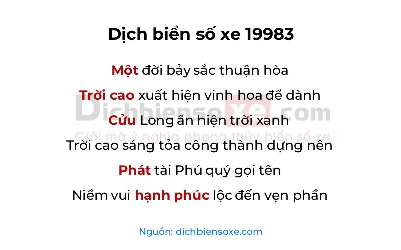 Dịch thơ biển số 19983