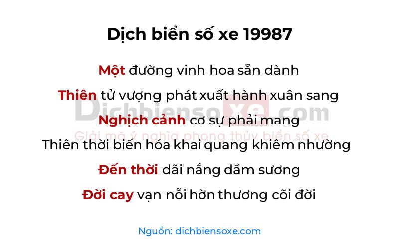 Dịch thơ biển số 19987
