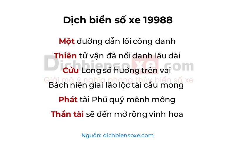 Dịch thơ biển số 19988
