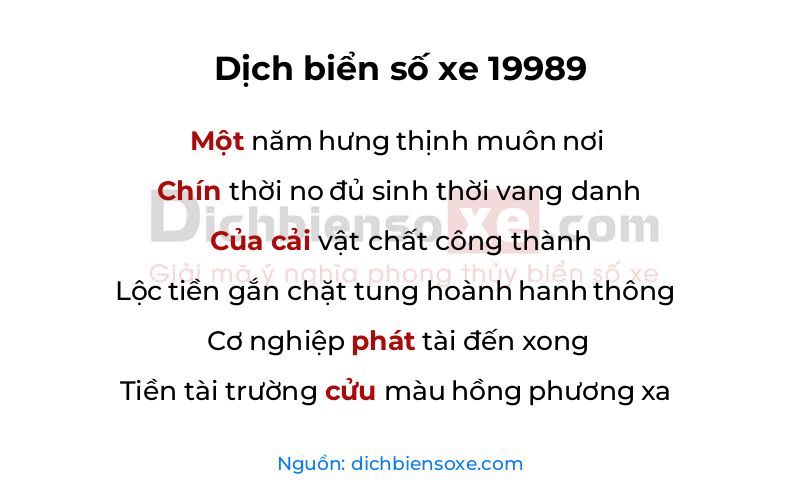 Dịch thơ biển số 19989