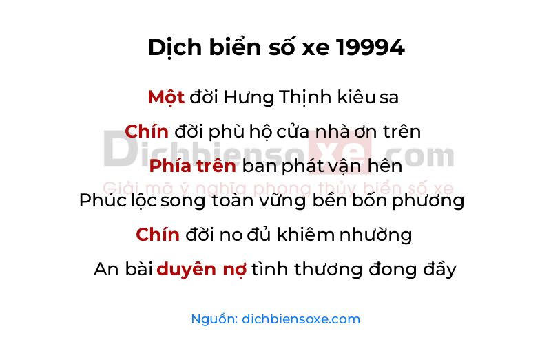 Dịch thơ biển số 19994
