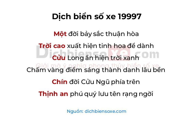 Dịch thơ biển số 19997
