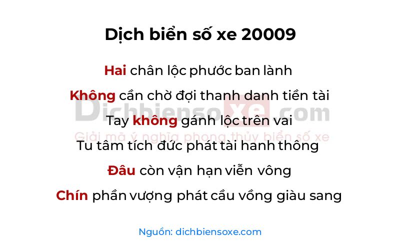Dịch thơ biển số 20009