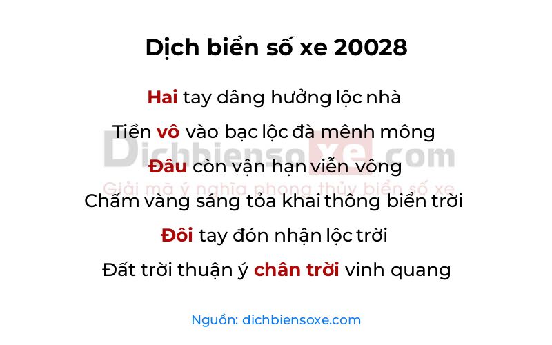 Dịch thơ biển số 20028