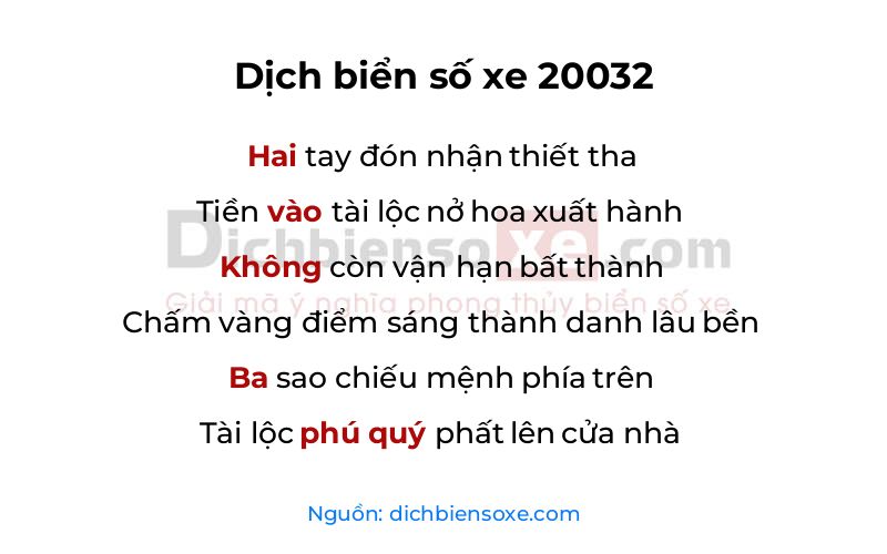 Dịch thơ biển số 20032