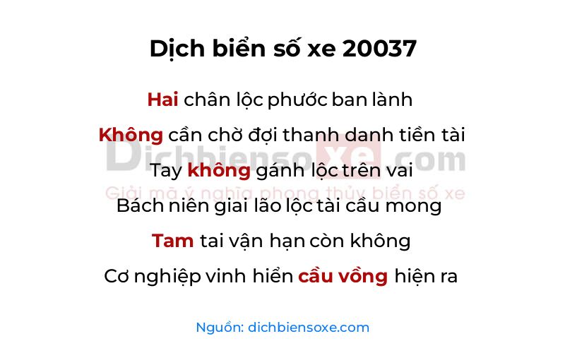 Dịch thơ biển số 20037